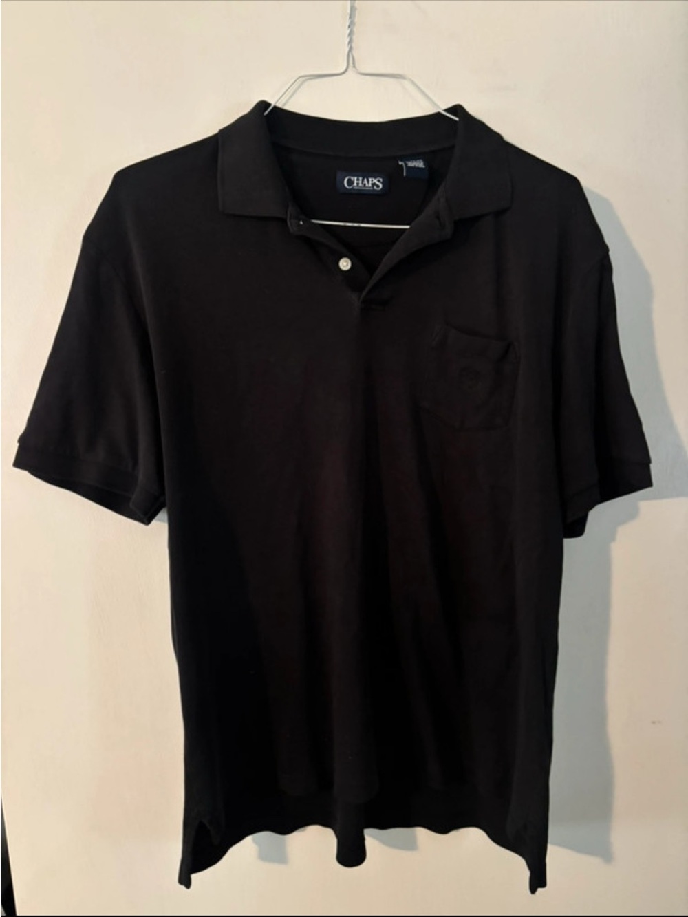 Chaps Men's Black Polo with Chest Pocket